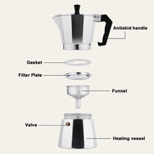 Laden Sie das Bild in den Galerie-Viewer, Full Body Detachable Moka Pot Italy Imported Safety Valve 3.4 Oz 100ML Moka Pot - yycoffee
