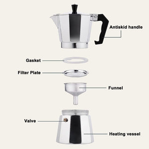 Full Body Detachable Moka Pot Italy Imported Safety Valve 3.4 Oz 100ML Moka Pot - yycoffee