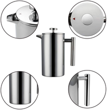 Загрузить изображение в средство просмотра галереи, French Press Coffee Maker Stainless Steel Coffee Press (8 cup, 1 L, 34 oz) - yycoffee
