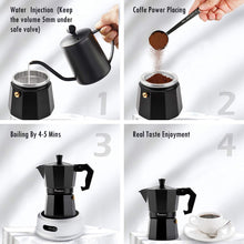 Laden Sie das Bild in den Galerie-Viewer, Detachable Black Mini Moka Pot Italy Imported Safety Valve 3.4 Oz 100ML - yycoffee
