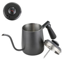 Загрузить изображение в средство просмотра галереи, Gooseneck Coffee Kettle Stainless Steel Pour Over Coffee Ketttle 12oz, 350ml Long Narrow Spout Drip Gooseneck Pot with Thermometer - yycoffee
