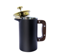 Carica l&#39;immagine nel visualizzatore di Gallery, French Press Walnut Handle Black Gold (8 cup, 1000ml, 34 oz) - yycoffee
