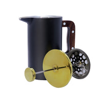 Carica l&#39;immagine nel visualizzatore di Gallery, French Press Walnut Handle Black Gold (8 cup, 1000ml, 34 oz) - yycoffee
