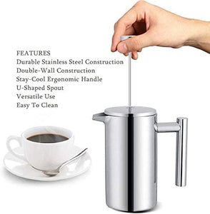 French Press Coffee Maker 304 Stainless Steel Double-Wall Insulated Coffee Press (1 Liter,34OZ) - yycoffee