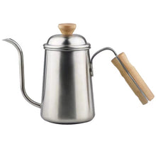 Laden Sie das Bild in den Galerie-Viewer, Coffee Stainless Steel Wooden Handle Drip Pot, 650ML - yycoffee
