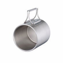 Загрузить изображение в средство просмотра галереи, Simple outdoor camping cup coffee mug, double wall stainless steel mug travel mug, foldable handle camping mug, 300ML, silver - yycoffee
