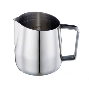 Milk Frothing Pitcher Stainless Steel Coffee Milk Frother Cup 14oz Milk Frothing Jug 420ml with Measurement Scale, Stainless Steel Finish - yycoffee