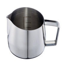 Load image into Gallery viewer, Milk Frothing Pitcher Stainless Steel Coffee Milk Frother Cup 14oz Milk Frothing Jug 420ml with Measurement Scale, Stainless Steel Finish - yycoffee
