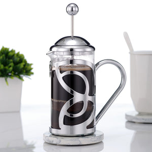 French Press Coffee Maker,304 Grade Stainless Steel & Heat Resistant Borosilicate Glass 350ml, Gift Set with Coffee Measuring Spoon & Two Filter Screens - yycoffee