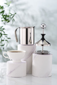 Hand Pump Cappuccino Milk Frother, Stainless Steel Manual Milk Foamer, Handheld Coffee Milk Frothing Pitchers,Manual Operated Milk Foam Maker For Cappuccino Coffee Latte Hot Chocolate - yycoffee