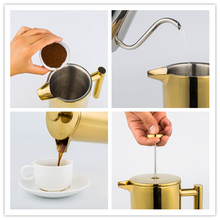 Load image into Gallery viewer, French Press Coffee Maker Stainless Steel Golden Plating (8 cup, 1000ml,  34 oz) - yycoffee
