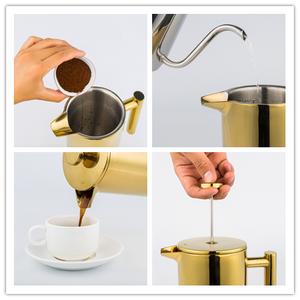 French Press Coffee Maker Stainless Steel Golden Plating (8 cup, 1000ml,  34 oz) - yycoffee